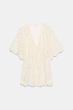 TOP ENCAJE BOTONES / Crema - Zara фото 7
