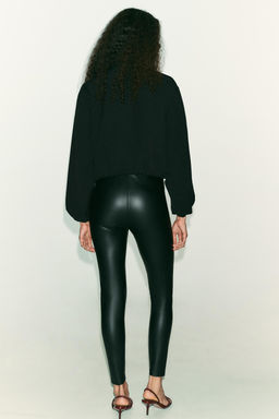 MID-WAIST FAUX LEATHER LEGGINGS - Zara фото 5
