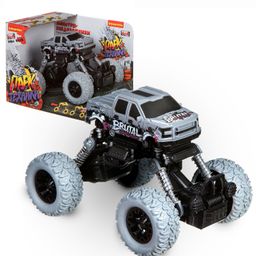 Инерц.(Pull back) пласт. джип 4WD на пружинной подвеске, Bondibon Парк Техники, цвет серый с графф
