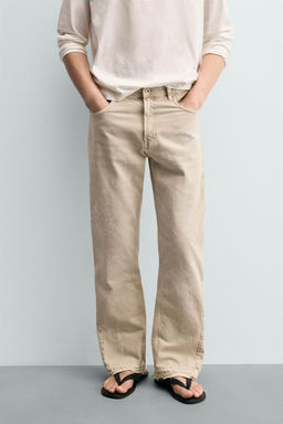 JEANS FLARE FIT EFECTO SALPICADURAS / Tostado claro - Zara фото 2
