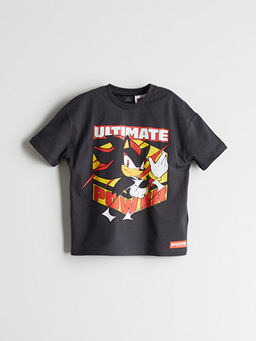 Bisiklet Yaka Sonic Bask?l? Erkek ?ocuk Ti??rt