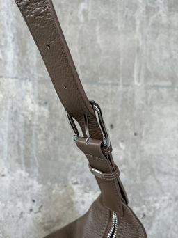 Женская большая кожаная сумка хобо R8620 Грей - Sergio valentini фото 4