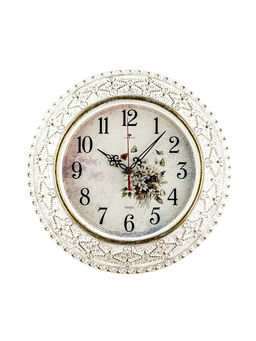 Часы настенные классические Полевые цветы, бесшумные, плавный ход, d=38 см, золотистые, от батарейки 1?АА