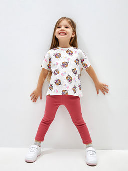 Bisiklet Yaka Paw Patrol Bask?l? K?sa Kollu K?z Bebek Ti??rt