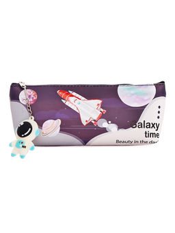 Пенал школьный на молнии Calligrata Ракета, 1 отделение, плоский, с рисунком, с подвеской, чёрный  фото 2