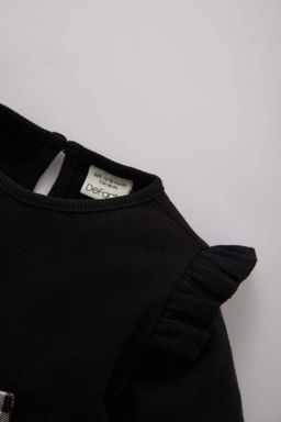 Платье-майка в рубчик с длинными рукавами и повязкой на голову для маленьких девочек, комплект из 2 предметов - Defacto фото 2