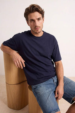 Lacivert Oversize/Geni_ Kal_p D_k_ml_ _rme T-Shirt TMNSS26TS00076