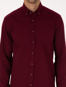 Bordo Regular Fit Uzun Kollu G_mlek