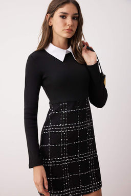 Siyah Tuvit Dokuma Elbise TWOAW21EL0454
