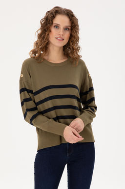 Женский свитер цвета хаки Неожиданная скидка в корзине