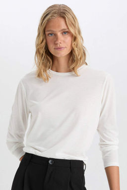 Regular Fit Bisiklet Yaka Basic Duz Casual Uzun Kollu Tisort - Defacto фото 2