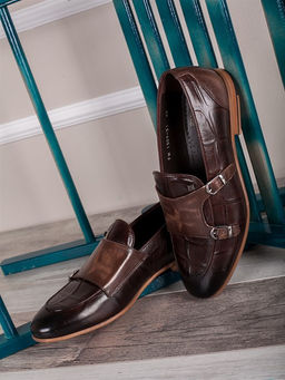 Мужские туфли в стиле классика/ Монки мужские 1509-51-00 Шоколад