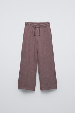 WASHED-EFFECT WIDE-LEG PLUSH TROUSERS - Zara фото 5