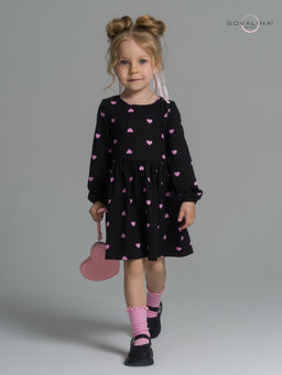 Платье Моана розовые сердечки на черном - Sovalina фото 9