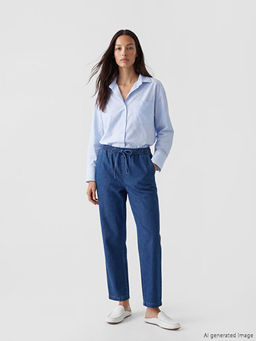 Джинсы Mom Fit женские с эластичным поясом
