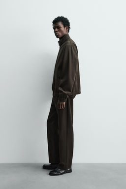 WOOL/COTTON TEXTURED TROUSERS - Zara фото 4