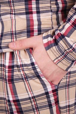 Костюм сорочка+брюки - Оливер - 802 - бежевый / бордо