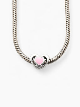 Цена за 5 шт. Шарм «Сердце» миниатюрное, розовый в серебре