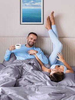 Постельное белье Моноспейс Семейный (2 пододеяльника) + 4 наволочки, темно-серый