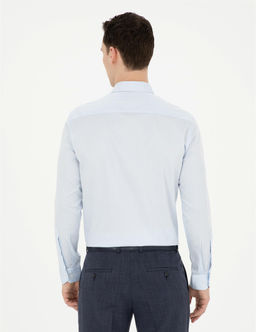 A__k Mavi Slim Fit Uzun Kollu Basic G_mlek