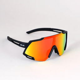 Очки спортивные солнцезащитные ESLNF. ударопрочные. Линза: HD POLARIZED-Зеркальная. Silicone переносица и боковые душки. Черный-Оранжевый /уп 50/ - ГалеонТрейд фото 3