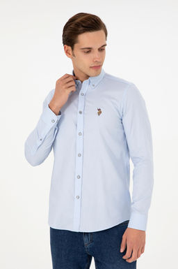 Мужская голубая базовая рубашка с длинным рукавом Неожиданная скидка в корзине - U.s. polo assn фото 3