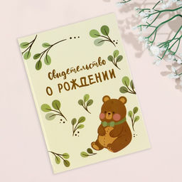 Папка под свидетельство о рождении Медвежонок веточки, А5