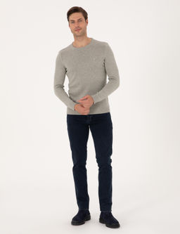 A__k Gri Melanj Slim Fit Bisiklet Yaka Basic Triko Kazak - Pierre cardin фото 4