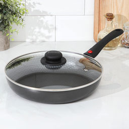 Сковорода Forever, d=28 см, съёмная ручка, стеклянная крышка, антипригарное покрытие, алюминий, тёмно-серая