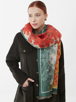 в составе ШЕРСТЬ и КАШЕМИР  Большой, мягкий, теплый двусторонний палантин с принтом. - Tantino фото 11