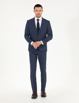Ekose _ndigo Slim Fit Tak_m Elbise