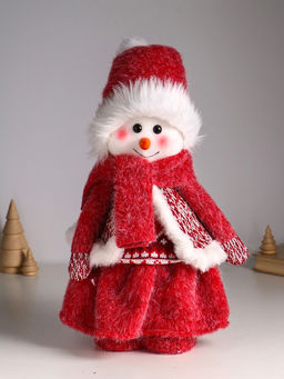 Интерьерная кукла текстильная Снеговик-девочка в бело-красном наряде, раздвижная 44-65 см, 22?14?44 см - Simaland фото 2