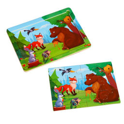 Пазлы деревянные «Лесные зверята», размер — 15×11 см, 12 элементов