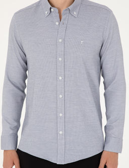 Lacivert Slim Fit Uzun Kollu G_mlek