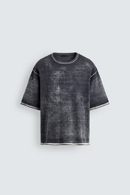 CAMISETA PUNTO ESTAMPADO LAVADO / Azul lavado - Zara фото 7