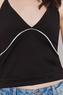 Ac?k Mavi Fitted/Vucuda Oturan Biye Detayl? Ask?l? Esnek Orme Bluz TWOSS25BZ00153 - Trendyolmilla фото 9