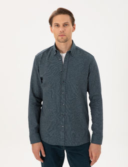 Ye_il Regular Fit Uzun Kollu Oxford G_mlek
