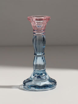 Стеклянный подсвечник на 1 свечу «Градиент. Фактура», розово-голубой, d=2.2 см, 7×7×15 см