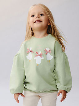 Bisiklet Yaka K?z Bebek Sweatshirt ve Tayt 2li