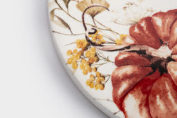 Подставка под кружку, 11 см, круглая, керамика/пробка, белая, Тыквы, Light pumpkin