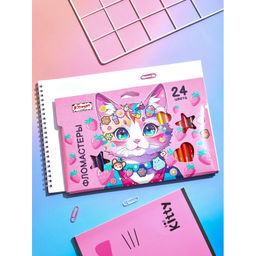 Фломастеры Комус Класс Kitty stickers 24 цв. в наб.,вентилир.,картон.упак  фото 9