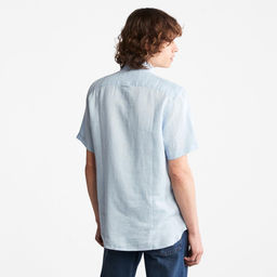Мужская рубашка Timberland Shirt Mill River Linen Slim голубая  фото 2