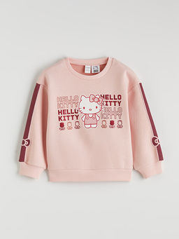 Bisiklet Yaka Hello Kitty Bask?l? K?z ?ocuk Sweatshirt