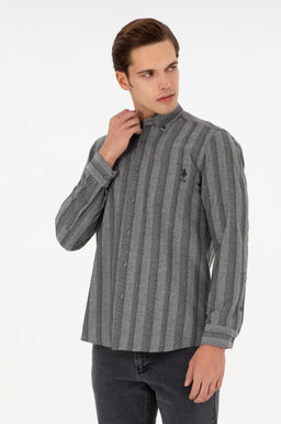Мужская серая рубашка с длинным рукавом Неожиданная скидка в корзине