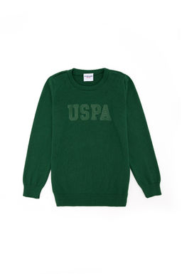 U. S. Polo Assn Зеленый трикотажный свитер с круглым вырезом для мальчика