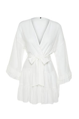 Plaj Giyim Beyaz Kusakl? Mini Dokuma F?rf?rl? Kimono&Kaftan TBESS24KM00032 - Trendyolmilla фото 7