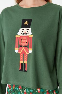 Trendyolmilla Bordo %100 Pamuklu Y?lbas? Temal? Orme Pijama Tak?m? THMAW23PT00318  фото 8