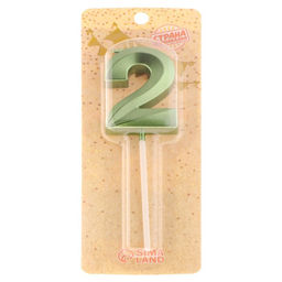 Цена за 2 шт. Свеча в торт на шпажке «Цифра 2», зеленая, 5 см
