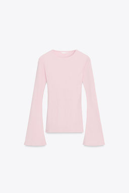 RIB T-SHIRT WITH FLARED SLEEVES - Zara фото 5