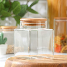Банка для сыпучих продуктов Magistro Эко, 800 мл, 9.513 см, с бамбуковой крышкой, стекло, прозрачная  фото 2